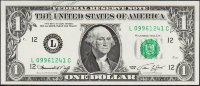 Банкнота США 1 доллар 1974 года. Р.455 UNC "L" L-C