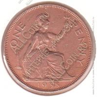 2-20 Англия 1 пенни 1938 г. KM#845 