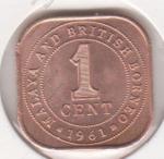 8-123 Малайя и Британское Борнео 1 цент 1961г. UNC Бронза