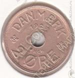 34-152 Дания 2 эре 1927г. КМ # 827,1 бронза 3,8гр
