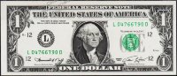 Банкнота США 1 доллар 1974 года. Р.455 UNC "L" L-D