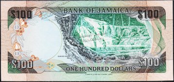 Банкнота Ямайка 100 долларов 1991 года. P.75а - UNC - Банкнота Ямайка 100 долларов 1991 года. P.75а - UNC
