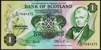 Шотландия 1 фунт 1983г. P.111f(1) - UNC - Шотландия 1 фунт 1983г. P.111f(1) - UNC