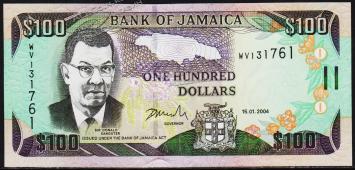 Ямайка 100 долларов 2004г. P.80d - UNC - Ямайка 100 долларов 2004г. P.80d - UNC
