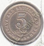 16-57 Малайя и Борнео 5 центов 1953г. КМ # 1 UNC медно-никелевая 1,41гр. 16мм