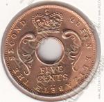25-82 Восточная Африка 5 центов 1957г. КМ # 37 KN бронза 5,77гр. 