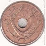 30-14 Восточная Африка 10 центов 1941г. КМ # 26,1 бронза 11,34гр.