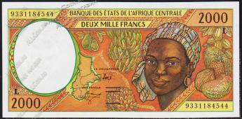 Банкнота Габон 2000 франков 1993 года. P.403Lа - UNC - Банкнота Габон 2000 франков 1993 года. P.403Lа - UNC