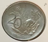 #H1-116 Южная Африка 20 центов 1965г. Медь Никель. UNC.