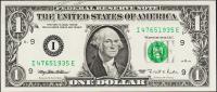 Банкнота США 1 доллар 1995 года. Р.496а - UNC "I" I-E