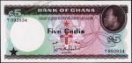 Банкнота Гана 5 седи 1965 года. P.6а - UNC