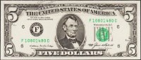 Банкнота США 5 долларов 1985 года. Р.475 UNC "F" F-C