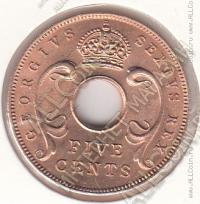 30-15 Восточная Африка 5 центов 1952г. КМ # 33 UNC бронза 5,55гр. 25,5мм