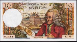 Франция 10 франков 02.12.1971г. P.147d - UNC - Франция 10 франков 02.12.1971г. P.147d - UNC