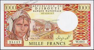 Банкнота Джибути 1000 франков 1988 года. P.37d(2) - UNC - Банкнота Джибути 1000 франков 1988 года. P.37d(2) - UNC
