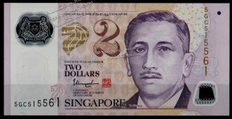 Сингапур 2 доллара 2014-15г. P.46f - UNC - Сингапур 2 доллара 2014-15г. P.46f - UNC