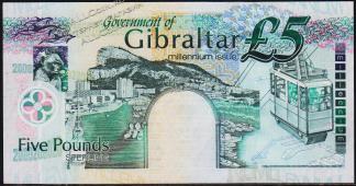 Гибралтар 5 фунтов 2000г. P.29 UNC - Гибралтар 5 фунтов 2000г. P.29 UNC