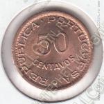 10-165 Гвинея-Бисау 50 сентаво 1952г. КМ # 8 UNC бронза
