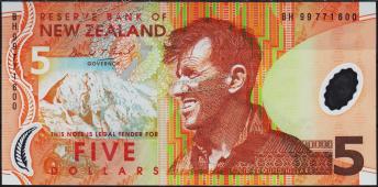 Банкнота Новая Зеландия 5 долларов 1999 года. P.185а - UNC - Банкнота Новая Зеландия 5 долларов 1999 года. P.185а - UNC