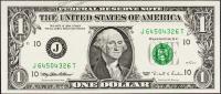 Банкнота США 1 доллар 1995 года. Р.496а - UNC "J" J-T
