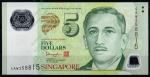 Сингапур 5 долларов 2014г. P.NEW - UNC