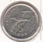 33-53 Фолклендские Острова 5 пенсов 1998г. КМ # 4.2 медно-никелевая 5,25гр. 18мм