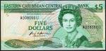Восточные Карибы 5 долларов 1988-89г. P.22u - UNC