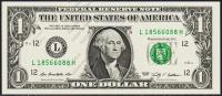 США 1 доллар 2009г. UNC "L" L-H