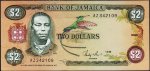 Банкнота Ямайка 2 доллара 01.03.1986 года. P.69в(1) - UNC