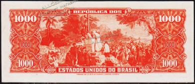 Банкнота Бразилия 1000 крузейро 1963 года. P.181 UNC - Банкнота Бразилия 1000 крузейро 1963 года. P.181 UNC