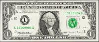 Банкнота США 1 доллар 1995 года. Р.496а - UNC "L" L-Q
