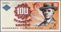 Банкнота Дания 100 крон 1999 года. P.56a(A1) - UNC