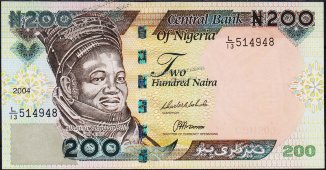 Банкнота Нигерия 200 найра 2004 года. P.29с(1) - UNC - Банкнота Нигерия 200 найра 2004 года. P.29с(1) - UNC