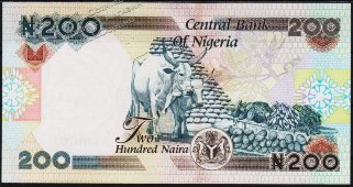 Банкнота Нигерия 200 найра 2004 года. P.29с(1) - UNC - Банкнота Нигерия 200 найра 2004 года. P.29с(1) - UNC