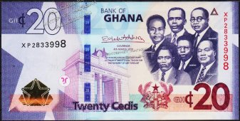 Банкнота Гана 20 седи 2019 года. P.40h - UNC - Банкнота Гана 20 седи 2019 года. P.40h - UNC