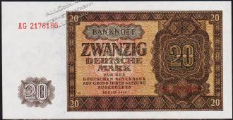 Банкнота ГДР (Германия) 20 марок 1948 года. P.13в - UNC  - Банкнота ГДР (Германия) 20 марок 1948 года. P.13в - UNC 