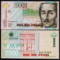 Колумбия 2000 песо 20.08.2009г. P.457к - UNC