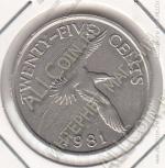 23-136 Бермуды 25 центов 1981г. КМ # 18 медно-никелевая 5,92гр. 24мм