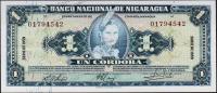 Банкнота Никарагуа 1 кордоба 1959 года. P.99с(1) - XF+