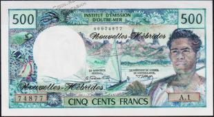 Банкнота Новые Гебриды 500 франков 1977 года. P.19а - UNC - Банкнота Новые Гебриды 500 франков 1977 года. P.19а - UNC
