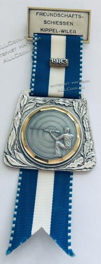 #454 Швейцария спорт Медаль Знаки. Дружиские стрельбы. 1983 год.