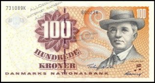 Банкнота Дания 100 крон 2002 года. P.61а(В0) - UNC  - Банкнота Дания 100 крон 2002 года. P.61а(В0) - UNC 