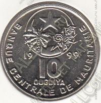 20-145 Мавритания 10 угуйя 1999г. КМ # 4 UNC медно-никелевая 6,0гр. 25мм