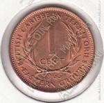 16-158 Восточные Карибы 1 цент 1965г. КМ # 2 UNC бронза 5,64гр.