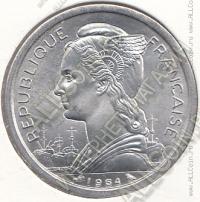 33-56 Коморские Острова 2 франка 1964г. КМ # 5 UNC алюминий 2,21гр. 27,1мм