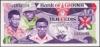 Банкнота Гана 10 седи 1984 года. P.23 UNC