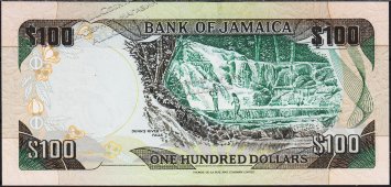 Банкнота Ямайка 100 долларов 2001 года. P.80а - UNC - Банкнота Ямайка 100 долларов 2001 года. P.80а - UNC