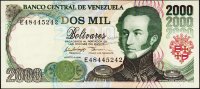 Банкнота Венесуэла 2000 боливаров 06.08.1998 года. P.77с - UNC "E"