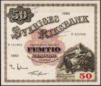 Банкнота Швеция 50 крон 1960 года. P.47в - UNC - Банкнота Швеция 50 крон 1960 года. P.47в - UNC