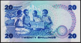 Банкнота Кения 20 шиллингов 1981 года. P.21a - UNC - Банкнота Кения 20 шиллингов 1981 года. P.21a - UNC